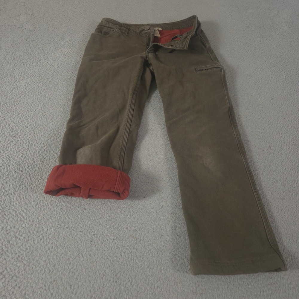 Duluth Trading Pants Womens 4 Brown Fleece Lined DuluthFlex Fire Hose Straight